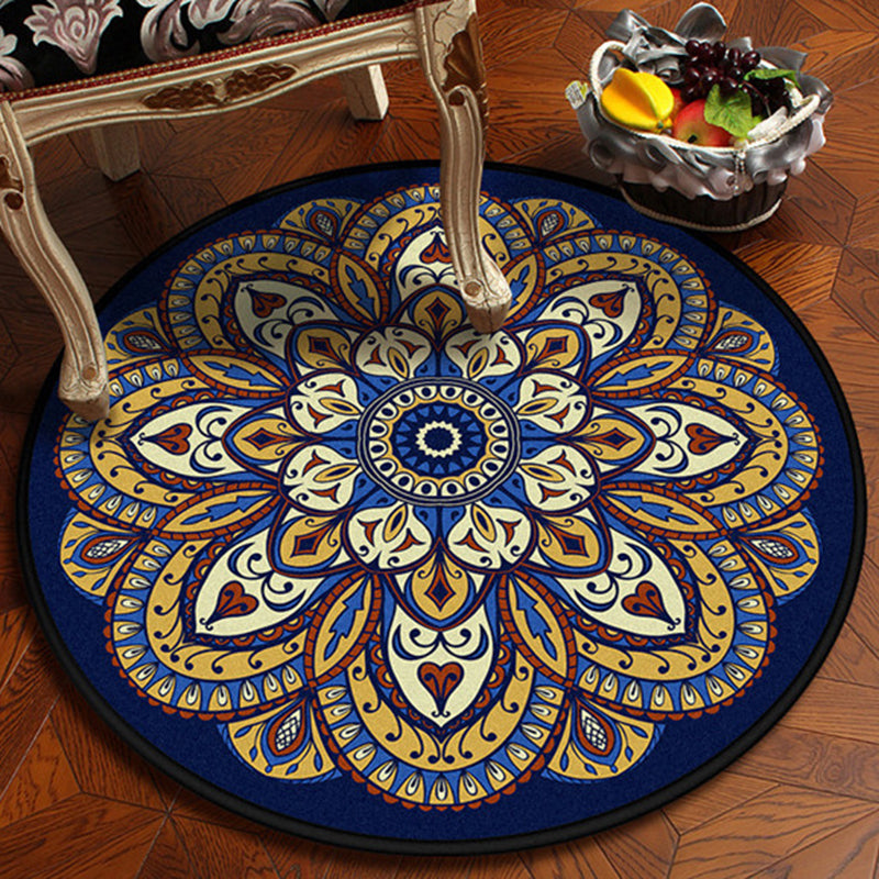 Avtoit | Vintage Dark Blue Americana Rug Polyester Southwestern Rug Washable Rug for Bedroom