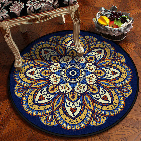 Avtoit | Vintage Dark Blue Americana Rug Polyester Southwestern Rug Washable Rug for Bedroom
