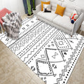 Avtoit | Black and White Geometric Trellis Rug Native Americana Rug for Bedroom Synthetic Pet Friendly Stain Resistant Rug