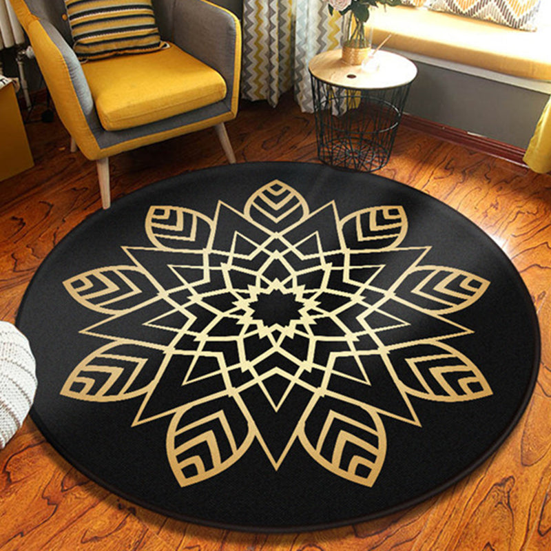 Avtoit | Retro Black-White Southwest Carpet Polyester Tribal Carpet Washable Carpet for Living Room