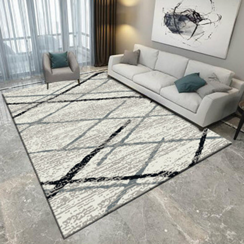Avtoit | Ivory Bedroom Carpet New Arrival Geometric Diamond Pattern Carpet Polyester Washable Carpet