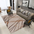 Avtoit | Contemporary Novelty Carpet in Brown Geometric Lines Print Area Rug Polyester Washable Rug for Bedroom