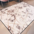 Avtoit | Novelty Bedroom Carpet in White Geometry Marble Print Carpet Polyester Washable Carpet