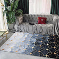 Avtoit | Blue Bedroom Carpet Modern Geometric Hexagonal Pattern Rug Polyester Machine Washable Rug