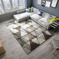 Avtoit | Modern Living Room Rug in Brown Abstract Triangle Circle Stripe Pattern Rug Polyester Washable Area Rug