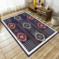 Avtoit | Tribal Southwestern Rug in Blue Chevron Diamond Pattern Rug Polyester  
Pet-friendly Rug for Home Decor