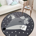 Avtoit | Kids Nursery Rug in Black and Grey Animal Mouse Print Rug Polyester Washable Non-Slip Mat Rug