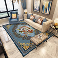 Avtoit | Persian Moroccan carpet in blue and red medallion floral pattern carpet made of polyester washable carpet for home decor