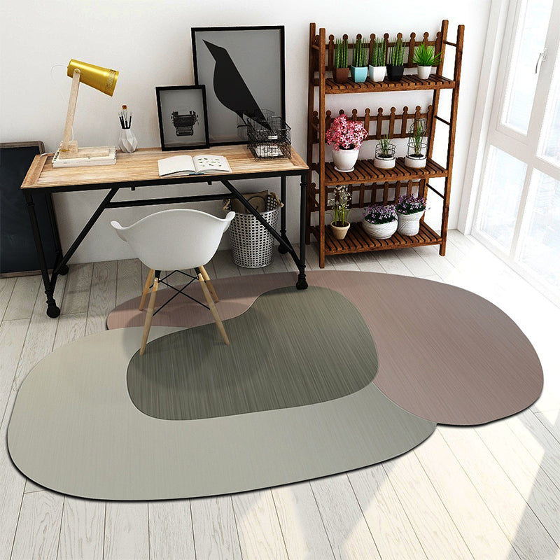 Avtoit | Irregular Bedroom Carpet in Brown and Blue Modern Color Block Pattern Area Rug Polyester Machine Washable Carpet