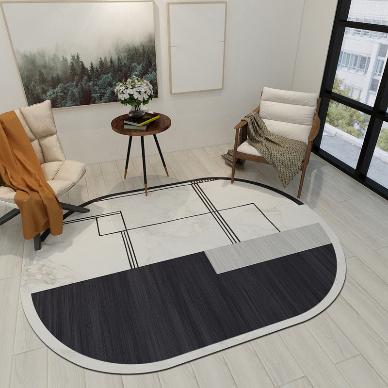 Avtoit | Modern Living Room Irregular Rug Colorful Color Block Pattern Rug Polyester Stain Resistant Area Rug