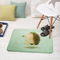 Avtoit | Green and White Children's Room Carpet Kids Animal Peek Hedgehog Pig Fox Pattern Rug Polyester Non-Slip Underlay Carpet