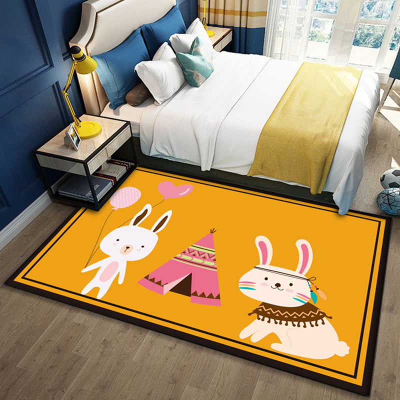 Avtoit | Beautiful multicolored children's carpet polyester animal pattern rug washable pet-friendly non-slip rug for the children's room