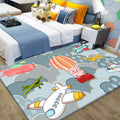 Avtoit | Beautiful blue children's carpet Polyester airplanes and balloon pattern carpet washable pet-friendly non-slip carpet for the children's room