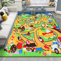 Avtoit | Kids Maze Pattern Rug Green Polyester Rug Non-Slip Pet-Friendly Washable Rug for Kids Room