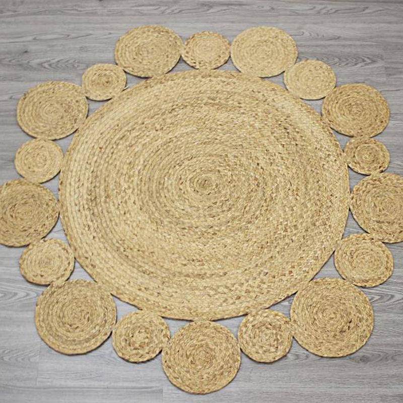 Avtoit | Khaki and Brown Solid Carpet Sisal Country Carpet Pet-Friendly Washable Non-Slip Area Rug for Living Room