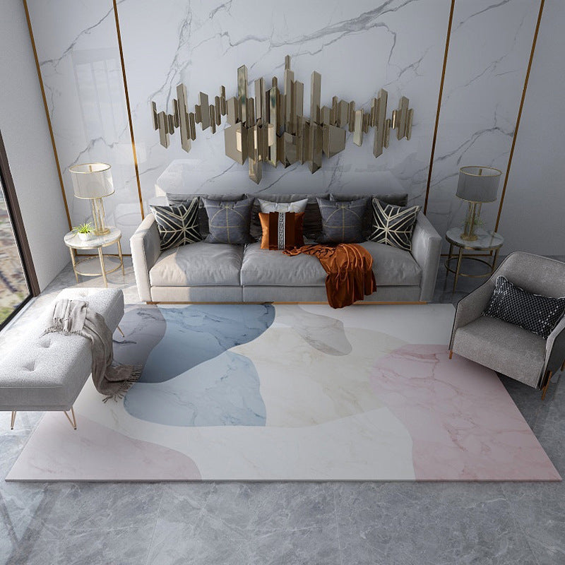 Avtoit | Multicolored Colorblock Rug Polyester Rug Pet Friendly Washable Non-Slip Rug for the Living Room