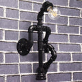 Avtoit | Steampunk Pipe Robot Wall Lamp Single Lamp Wrought Iron Wall Mounted Light Fixture in Black/Bronze/Copper