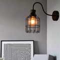 Avtoit | Metal Birdcage Wall Mount Lighting with Gooseneck Arm Vintage 1 Main Wall Lamp Sconces in Black