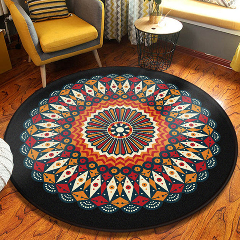 Avtoit | Red and black southwestern carpet polyester Americana washable carpet for the living room