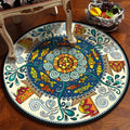 Avtoit | Blue and white bedroom rug southwestern fish tribal rug polyester washable area rug