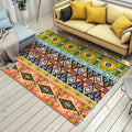 Avtoit | Tribal Stain-Resistant Indoor Runner Ethnic Striped Geometric Rug Orange and Green Polyester Pet-Friendly Rug