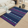 Avtoit | Striped geometric rug with diamond pattern and diamond polyester pet friendly stain resistant indoor mat in blue and purple