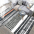 Avtoit | Black and white geometric rug with lines and triangles Southwestern pet-friendly area rug for the living room
