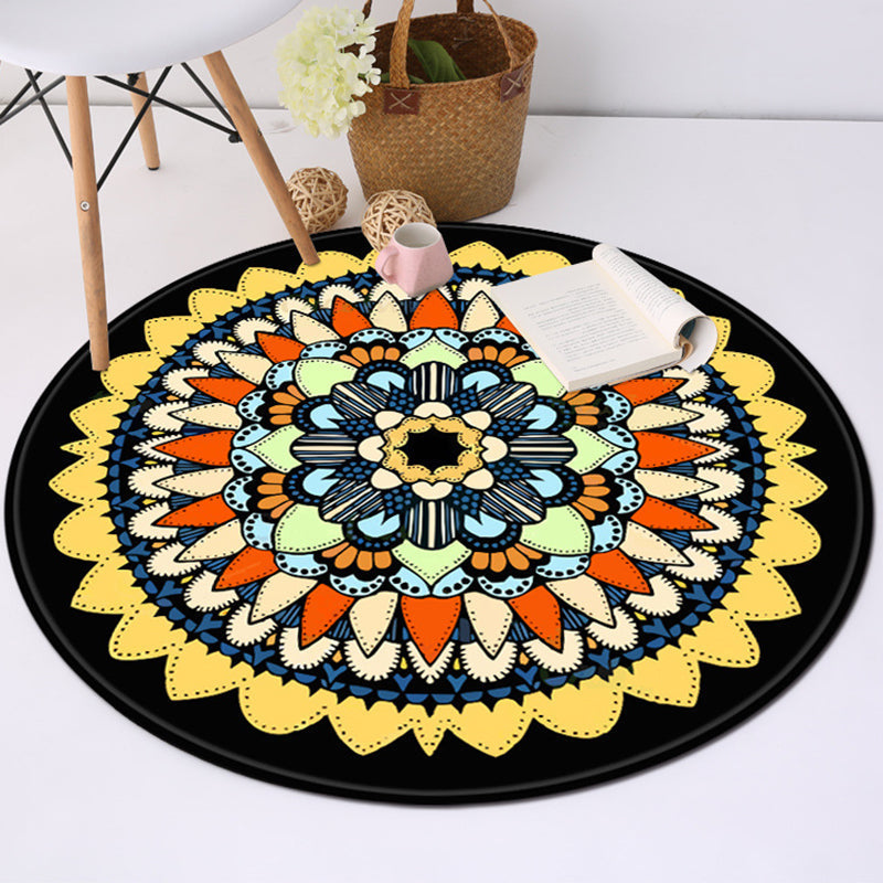 Avtoit | Yellow and black Americana rug Polyester Southwestern rug non-slip backing rug for bedroom