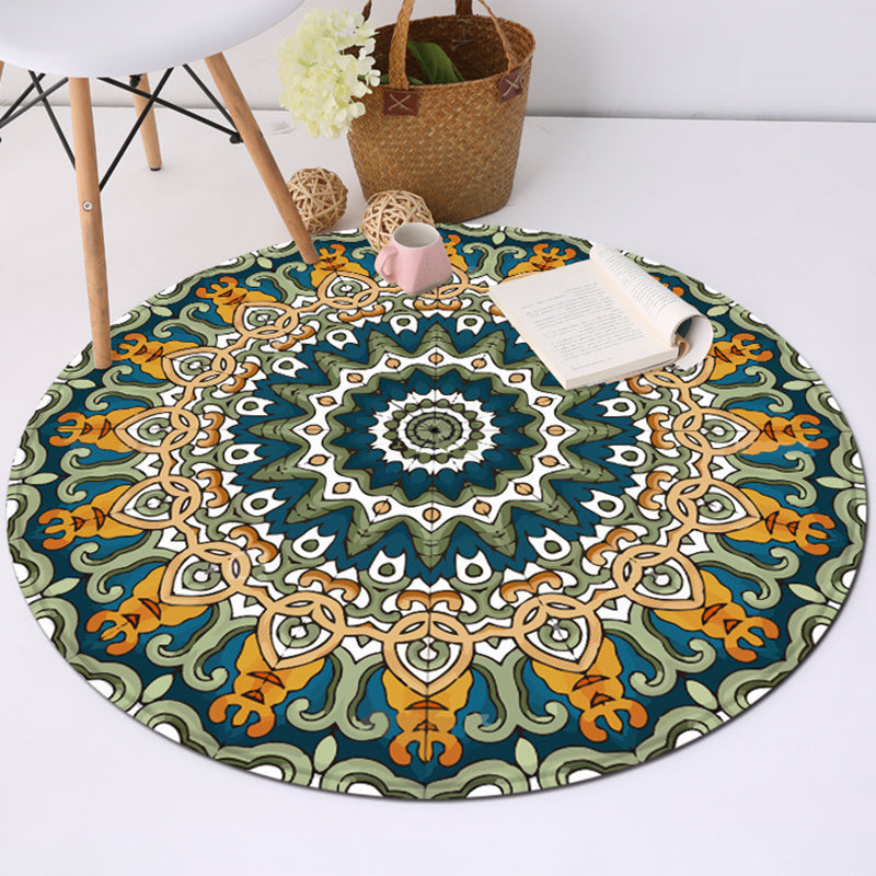 Avtoit | Classic Southwest Carpet Blue and Green Americana Carpet Polyester Non-Slip Back Carpet for Living Room
