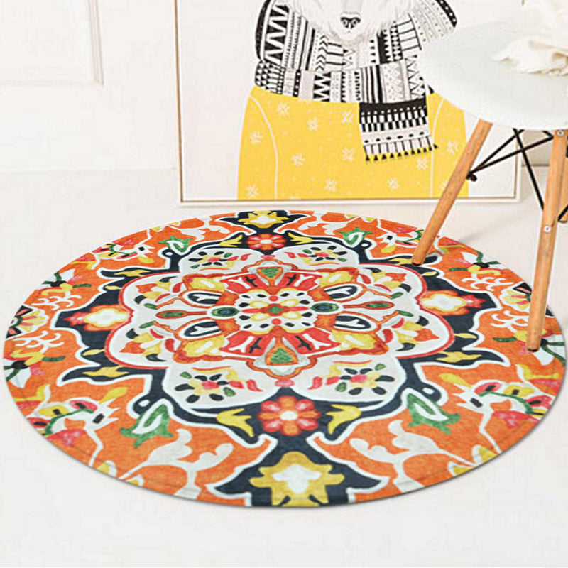 Avtoit | Classic Southwestern Rug Orange Americana Rug Polyester Non-Slip Back Rug for Living Room