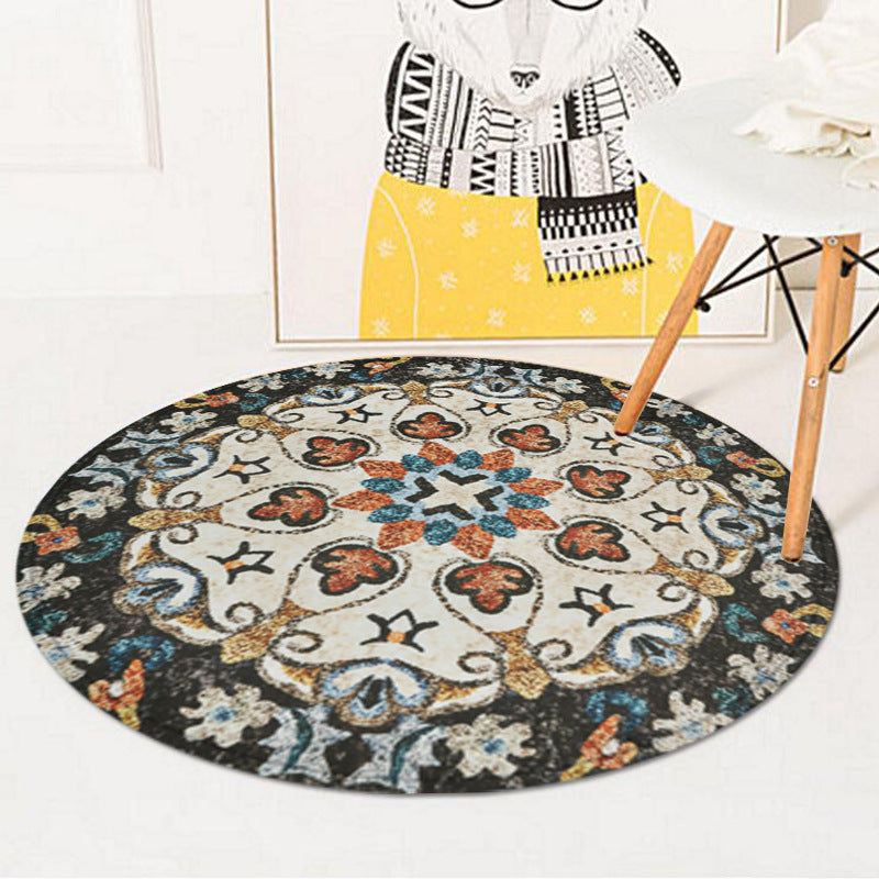 Avtoit | Vintage Southwest Carpet White and Black Tribal Carpet Polyester Non-Slip Backing Area Rug for Bedroom