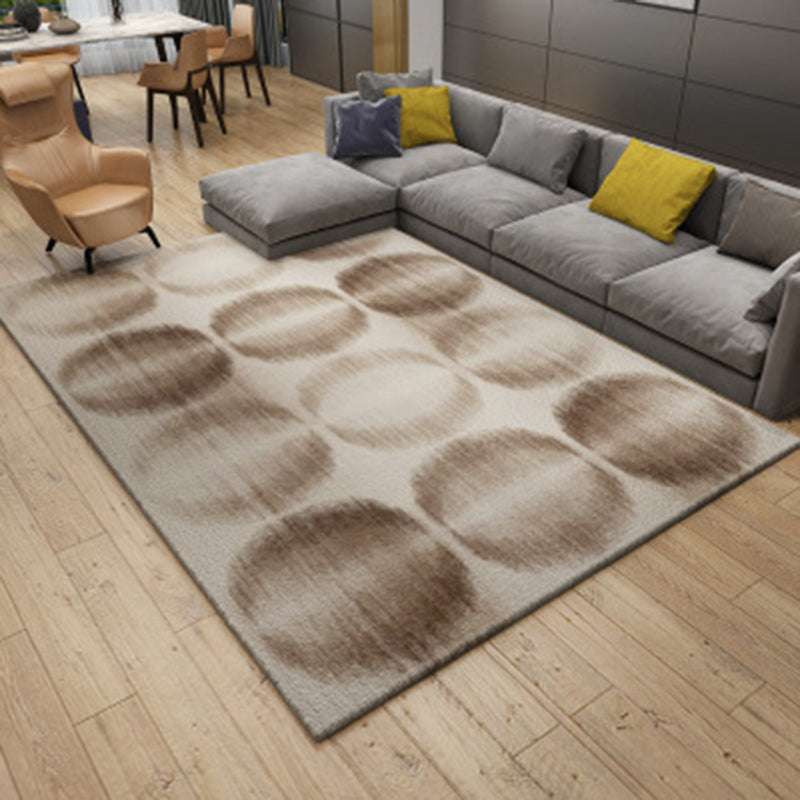Avtoit | Brown Bedroom Carpet Novelty Circle Triangle Stripe Pattern Area Rug Polyester Washable Rug