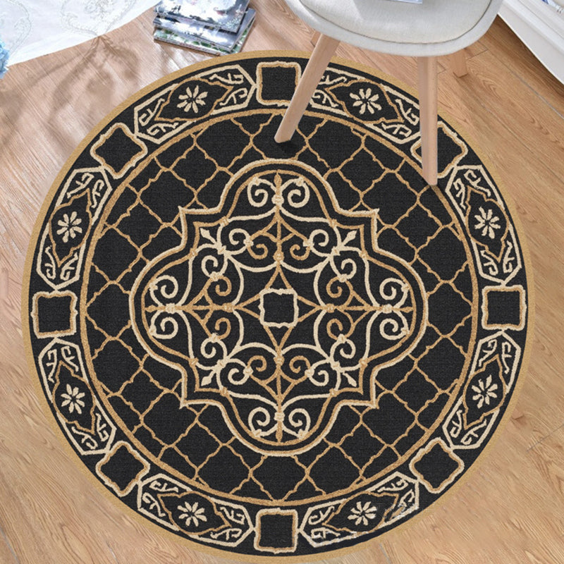 Avtoit | Tribal Southwestern Rug Black and Yellow Polyester Rug Non-Slip Back Washable Rug for the Bedroom