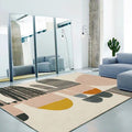 Avtoit | Ivory Bedroom Rug New Stripe Color Block Pattern Rug Polyester Washable Area Rug