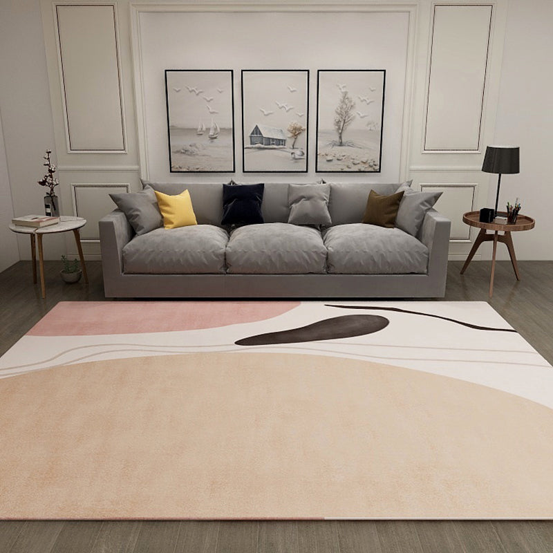 Avtoit | Scandinavian New Arrivals Rug in Ivory Color Block Stripes Print Rug Polyester Washable Rug for the Living Room