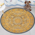 Avtoit | Moroccan Flower Pattern Rug Yellow Polyester Rug Non-Slip Bathroom Machine Washable Rug for Bedroom