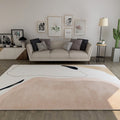 Avtoit | Contemporary Color Block Print Rug in Ivory Novelty Rug Polyester Washable Area Rug for Bedroom