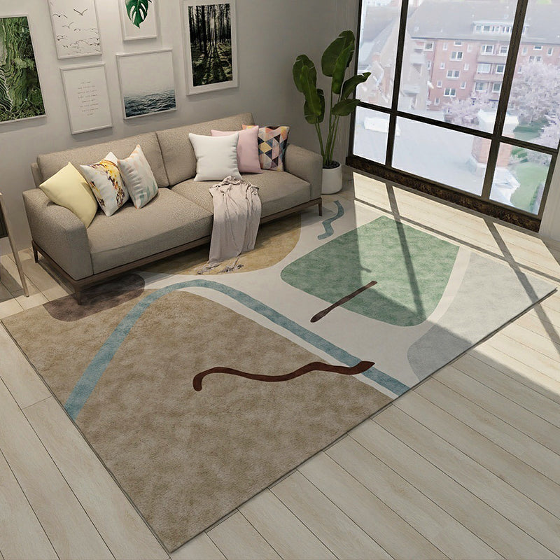 Avtoit | Colorful Novelty Carpet Polyester Color Block Lines Pattern Carpet Washable Area Rug for Bedroom