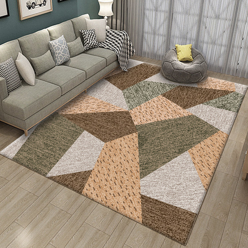 Avtoit | Contemporary Color Block Line Print Rug Multicolor Novelty Rug Polyester Washable Area Rug for Living Room