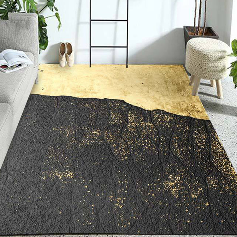 Avtoit | Novelty Home Decoration Rug in Gold Color Block Print Area Rug Polyester Washable Rug