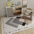 Avtoit | Novelty Geometric Diamond Print Area Rug in Ivory Polyester Carpet Washable Area Rug for Home Decoration