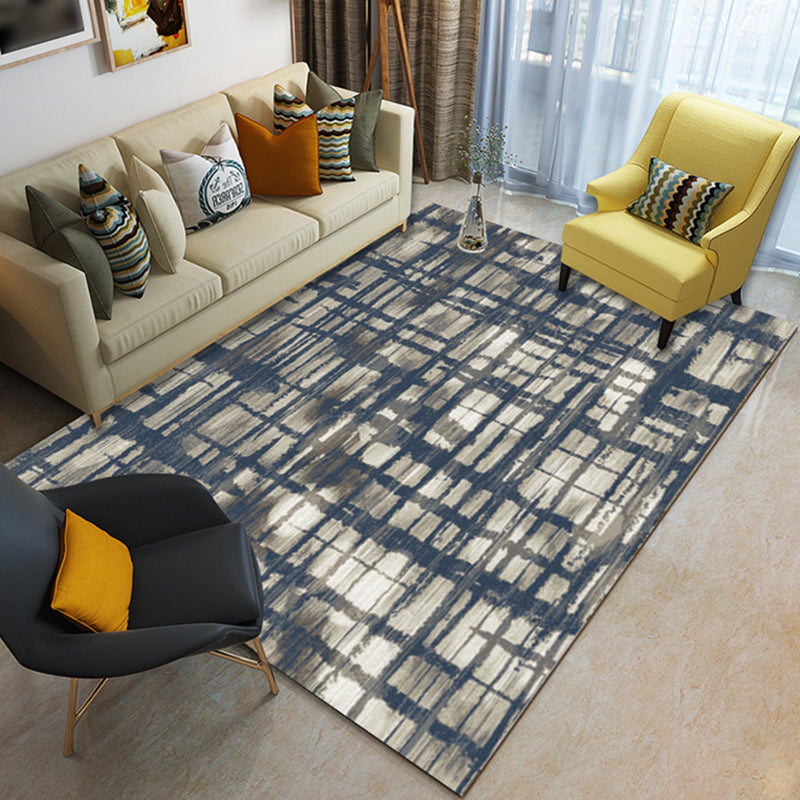 Avtoit | Novelty Bedroom Rug in Brown and Ivory Geometric Stripes Print Rug Polyester Washable Rug