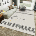 Avtoit | Casual Novelty Rug in Ivory Geometry Diamond Stripes Print Rug Polyester Washable Rug for Living Room