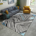Avtoit | Novelties Bedroom Carpet in Black and White Geometric Stripes Print Carpet Polyester Washable Area Rug