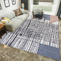 Avtoit | Simple Novelty Carpet in White Stripes Geometric Print Area Rug Polyester Washable Carpet for Bedroom
