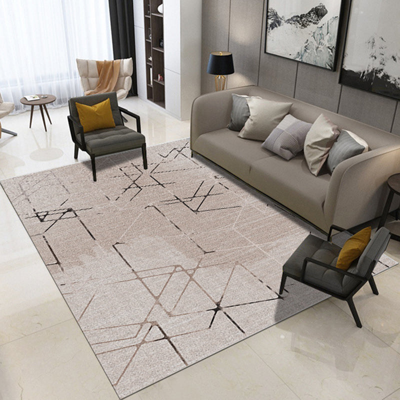 Avtoit | Novelty Bedroom Rug in Ivory and Brown Geometric Triangle Print Rug Polyester Washable Area Rug