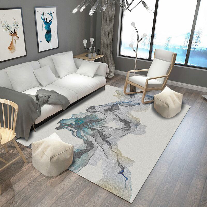 Avtoit | Creative Abstract Pattern Carpet Gray Contemporary Carpet Polyester Washable Non-Slip Back Area Rug for Living Room