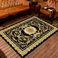 Avtoit | Moroccan living room rug in black and yellow floral print rug polyester area rug