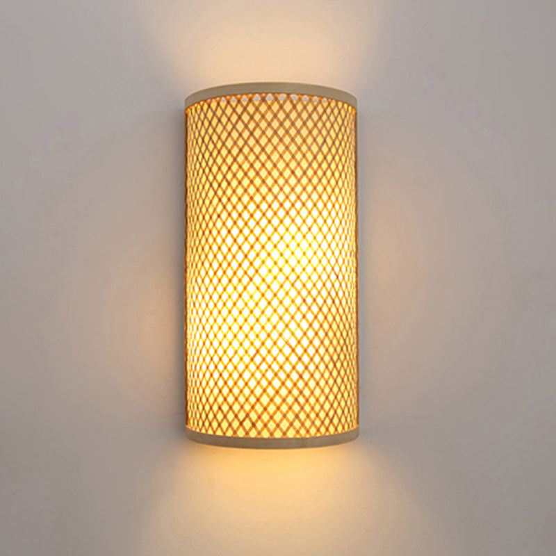 Avtoit | Half-cylindrical wall lamp for flush mounting Minimalist bamboo 1 head hallway wall light in beige