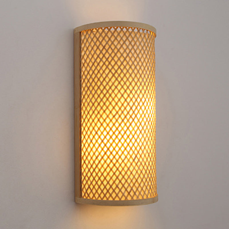 Avtoit | Half-cylindrical wall lamp for flush mounting Minimalist bamboo 1 head hallway wall light in beige